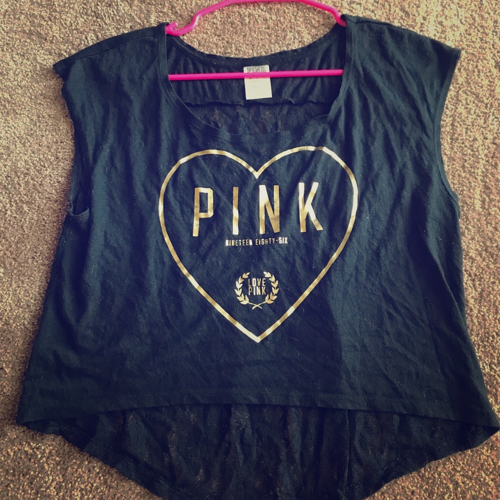 Black crop top, lace back Victoria's Secret Pink
